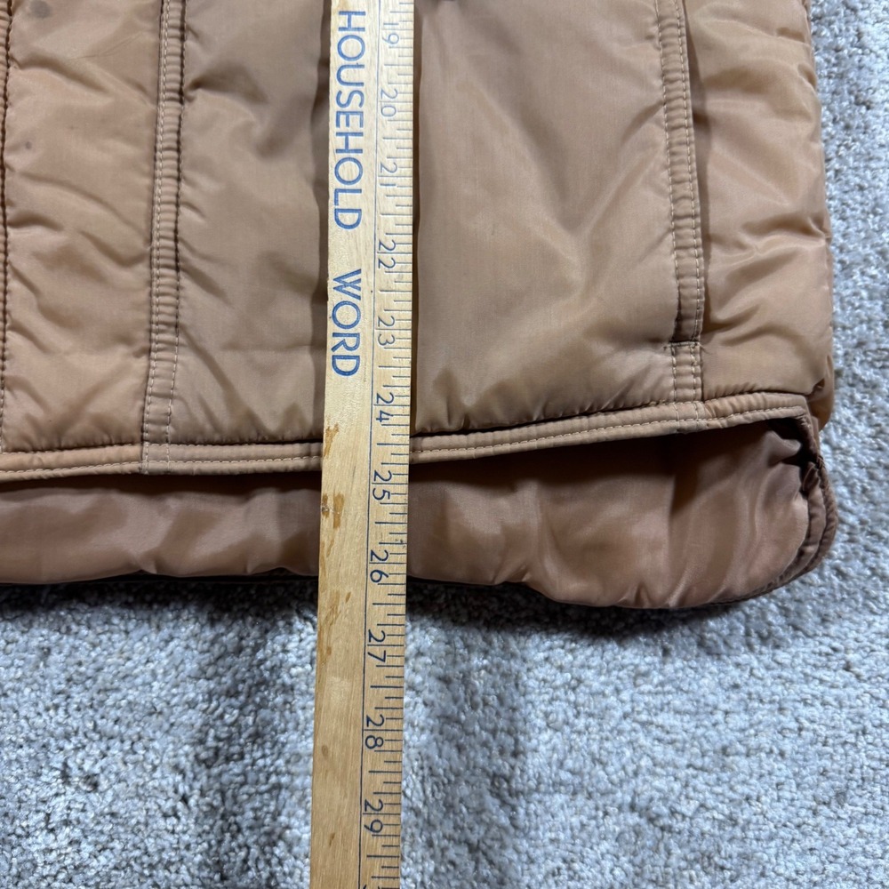 Vintage Wrangler Mens Puffer Vest Tan Brown Western Quilted Snap Front Large - Picture 8 of 9